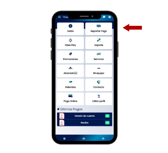 reportar pagos en la app de fibex telecom