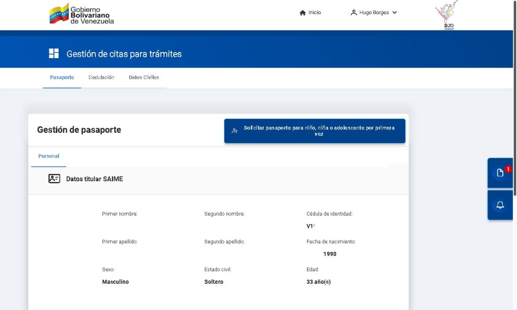 PORTAL PARA SOLICITAR RENOVACIÓN DE PASAPORTE VENEZOLANO